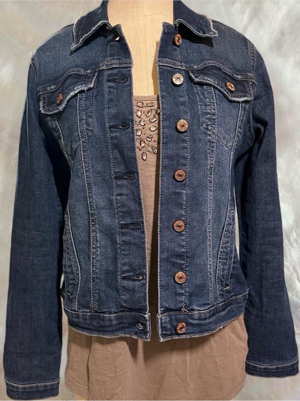 Classic Women's Dark Blue Denim Jacket